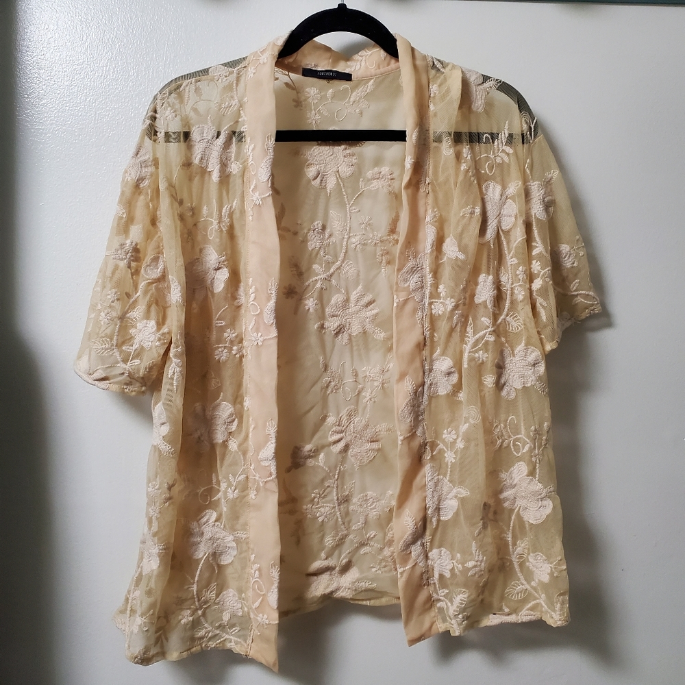 Sheer, floral cardigan